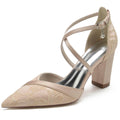 Chunky Heel 8.5cm Silk-Like Lace Shoes CK0191