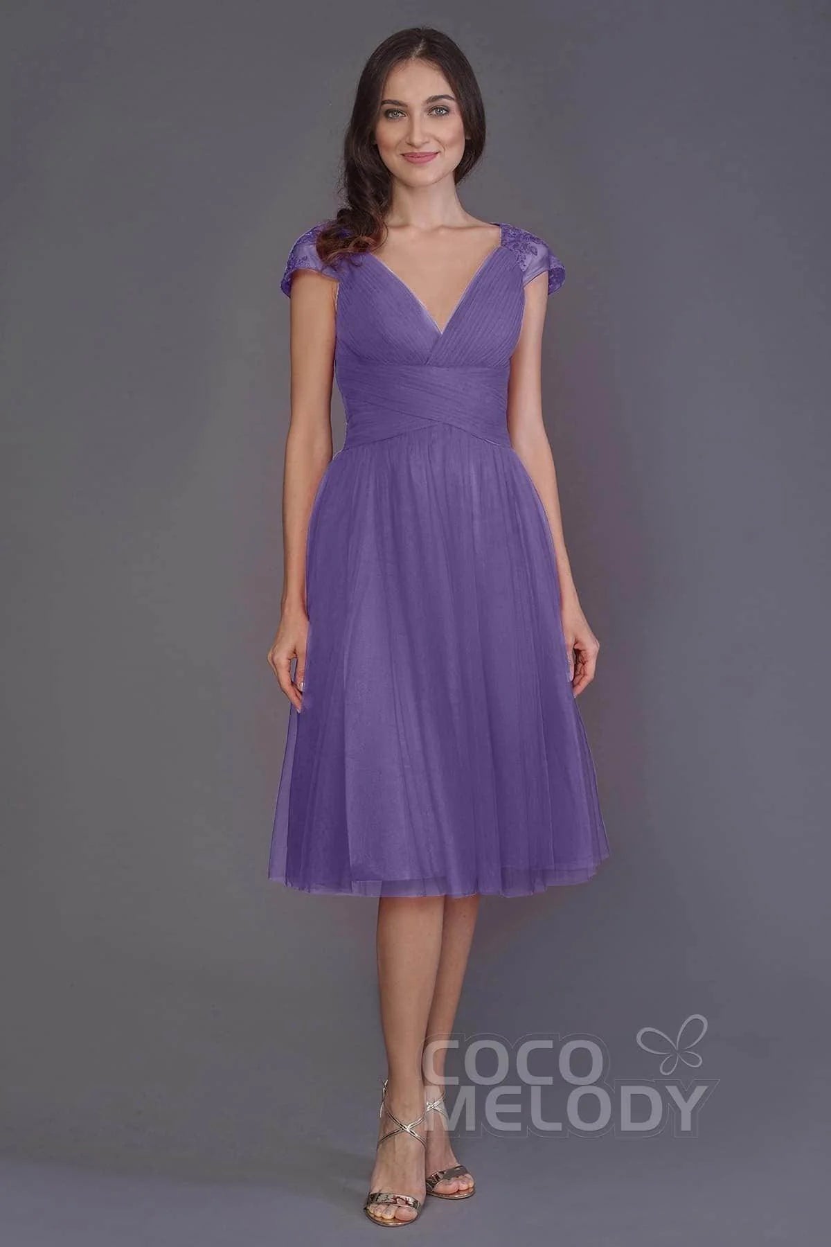 A-Line Knee Length Tulle Bridesmaid Dress PR3515