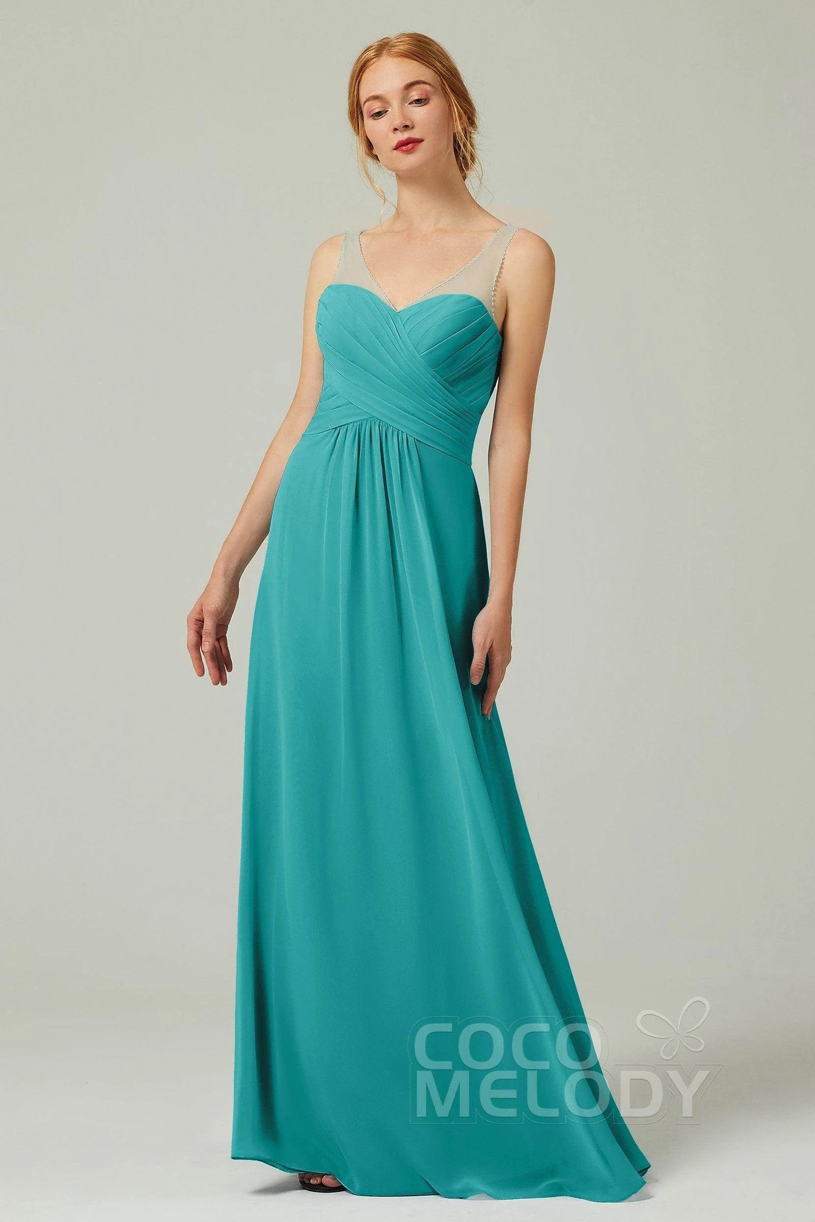 A-Line Floor Length Chiffon Bridesmaid Dress CB0331