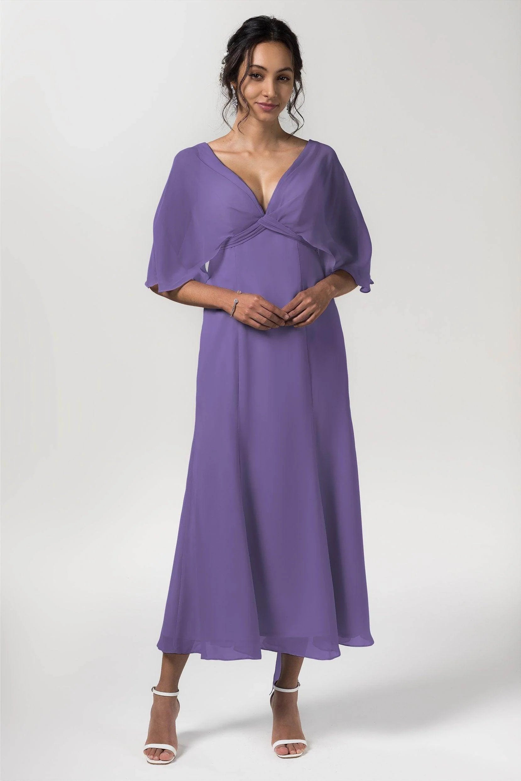 A-Line Tea Length Chiffon Bridesmaid Dress CB0553