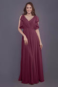 Sheath-Column Floor Length Chiffon Bridesmaid Dress PR3568