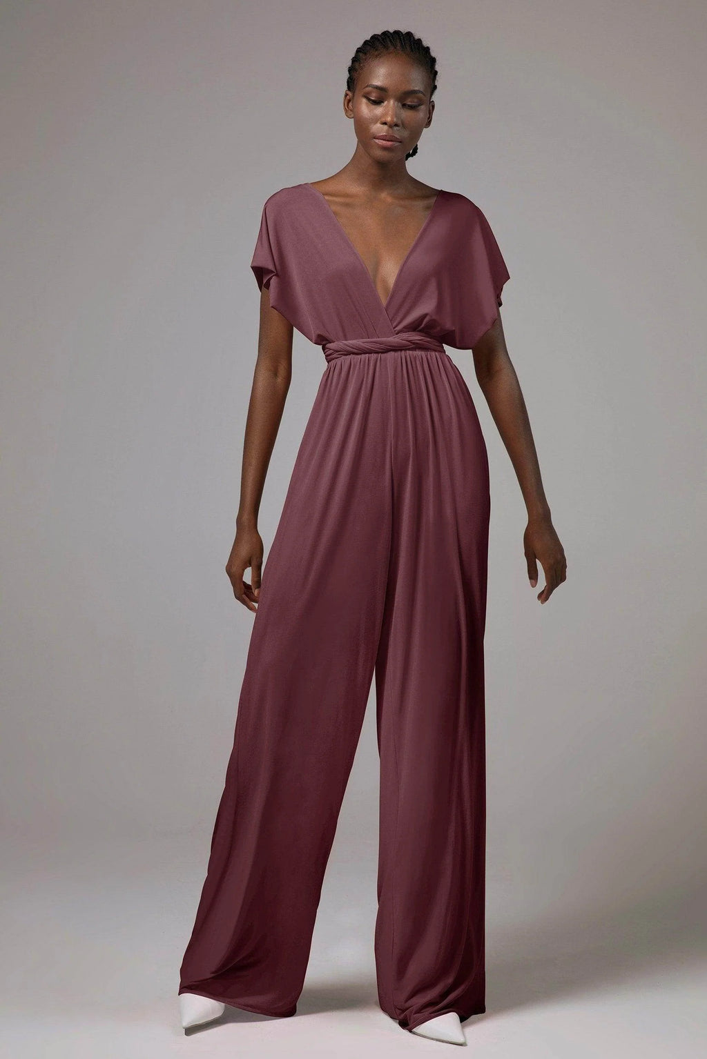 Jumpsuit Floor Length Knitted Fabric Bridesmaid Dress Formal Dresses CB0419