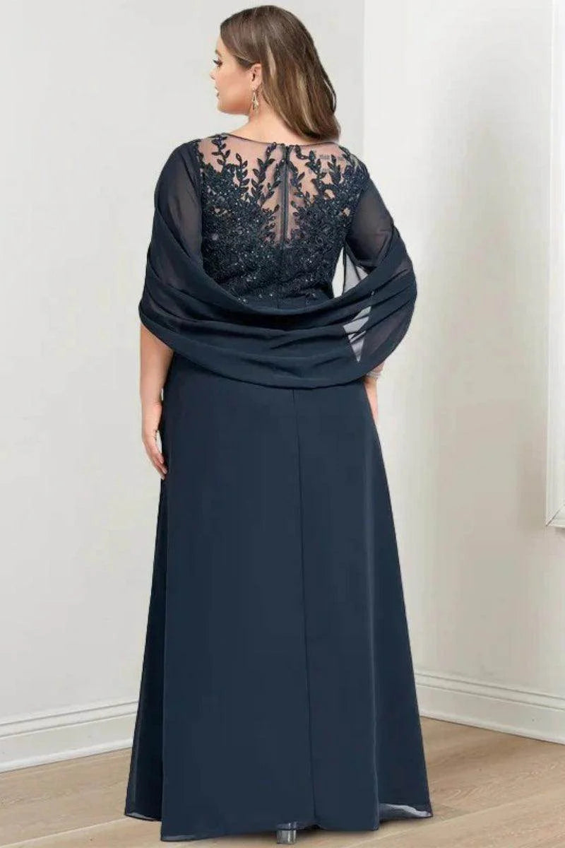 A Line Scoop Floor Length Sequins Mother of the Bride Dresses CM0369