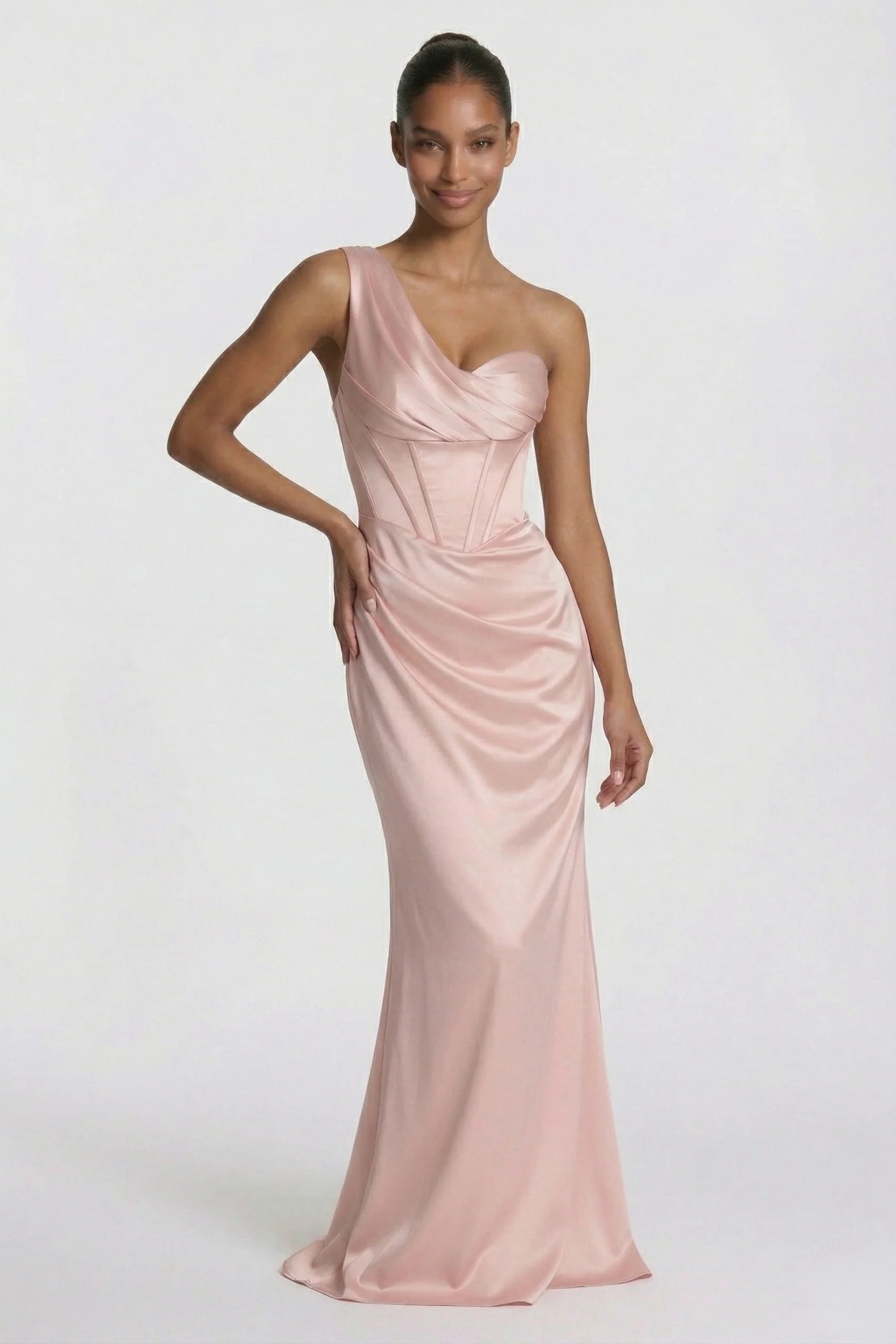 Sheath-Column Floor Length Acetate Satin Wedding Guest Dress CG0307