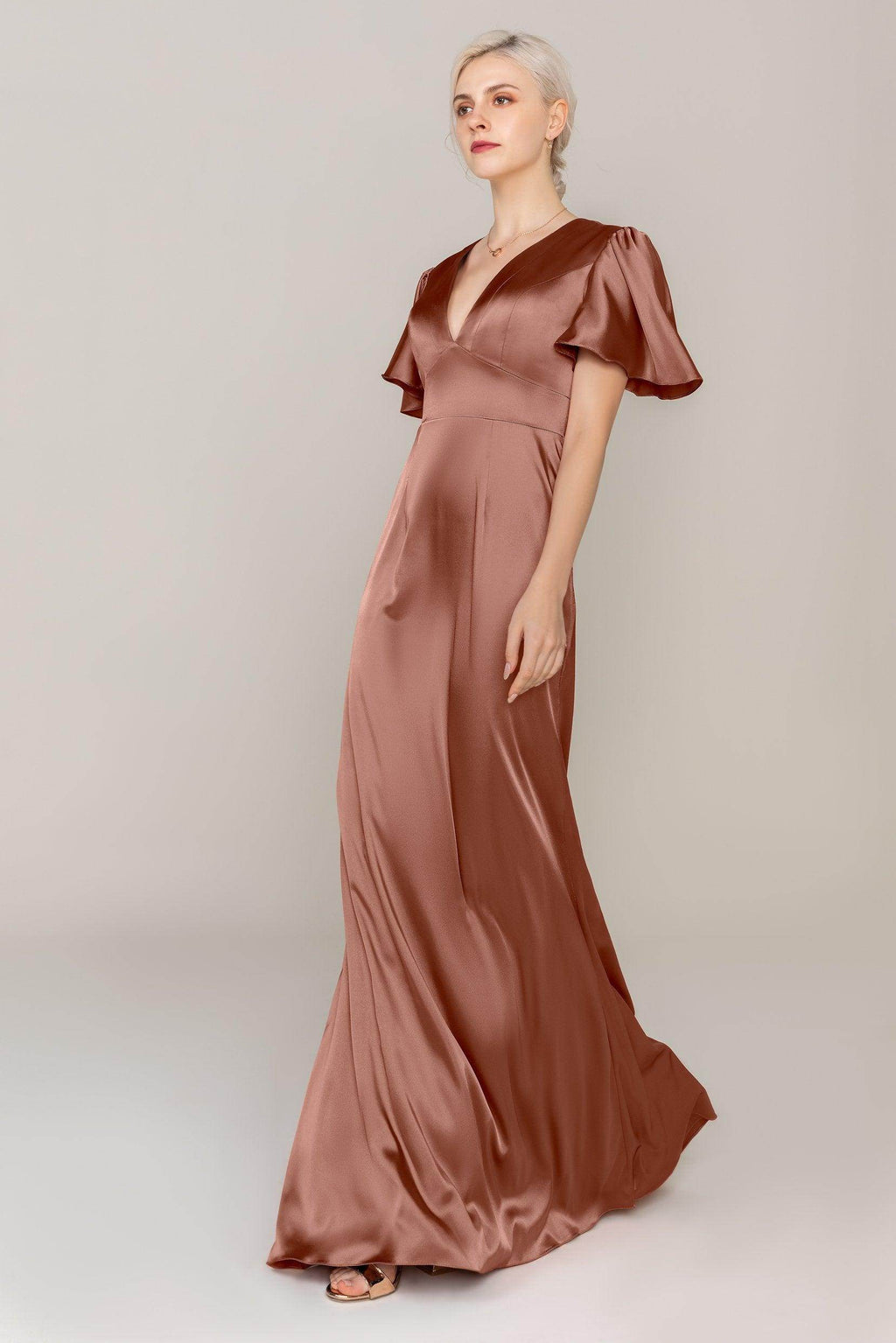 Sheath Sweep Train Luxe Satin Dress CS0312