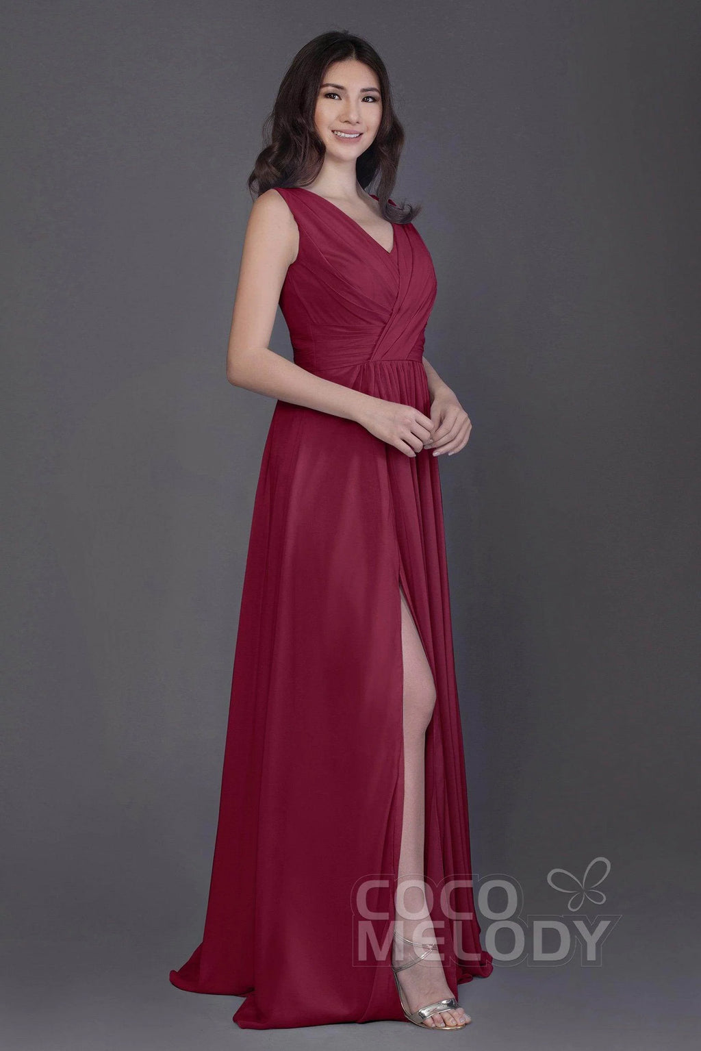 Sheath-Column Floor Length Chiffon Bridesmaid Dress PR3499