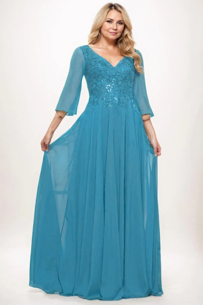A-Line Maxi Chiffon Mother Dress CM0254