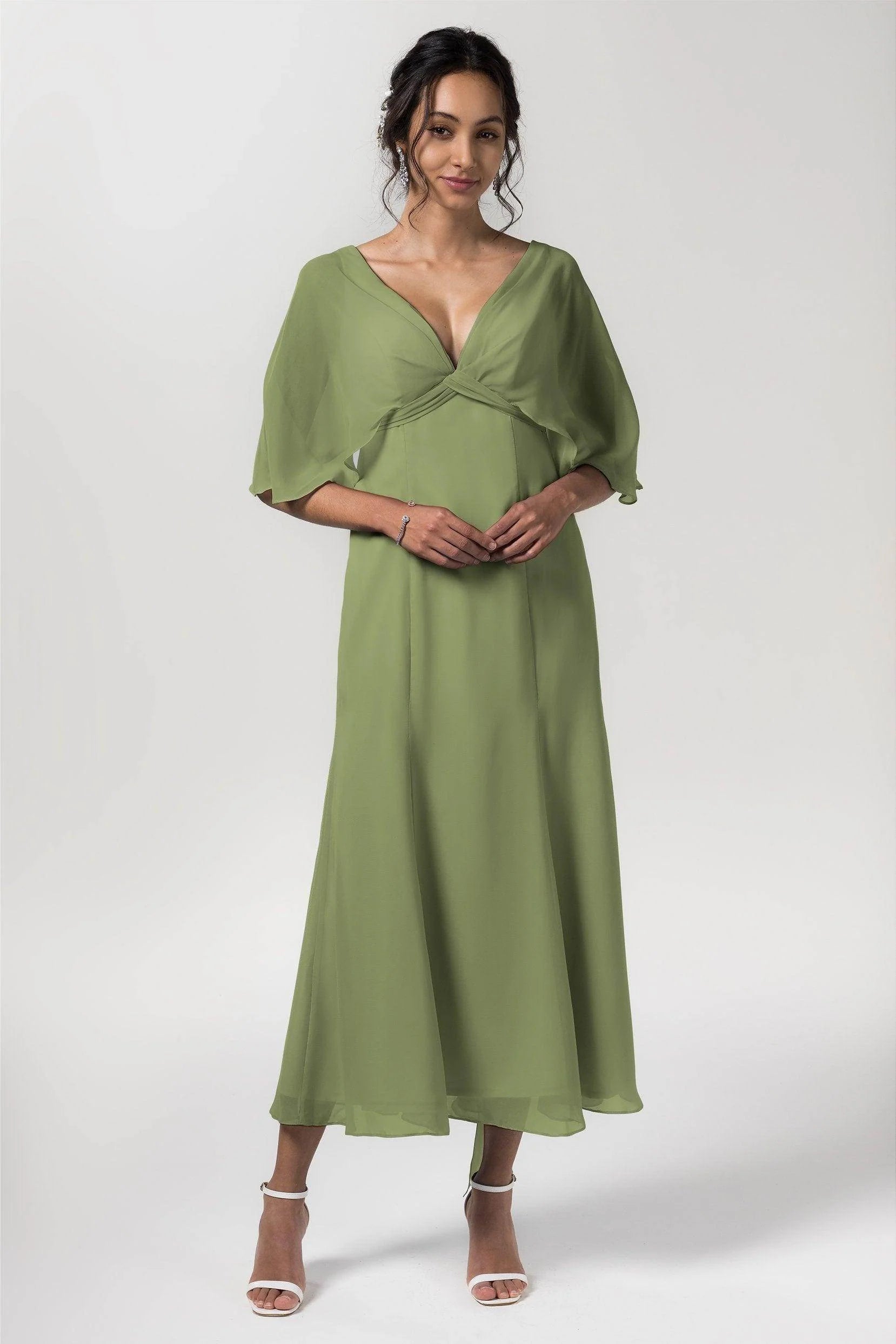 A-Line Tea Length Chiffon Bridesmaid Dress CB0553