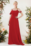 Sheath Sweep-Brush Train Chiffon Bridesmaid Dress CB0453