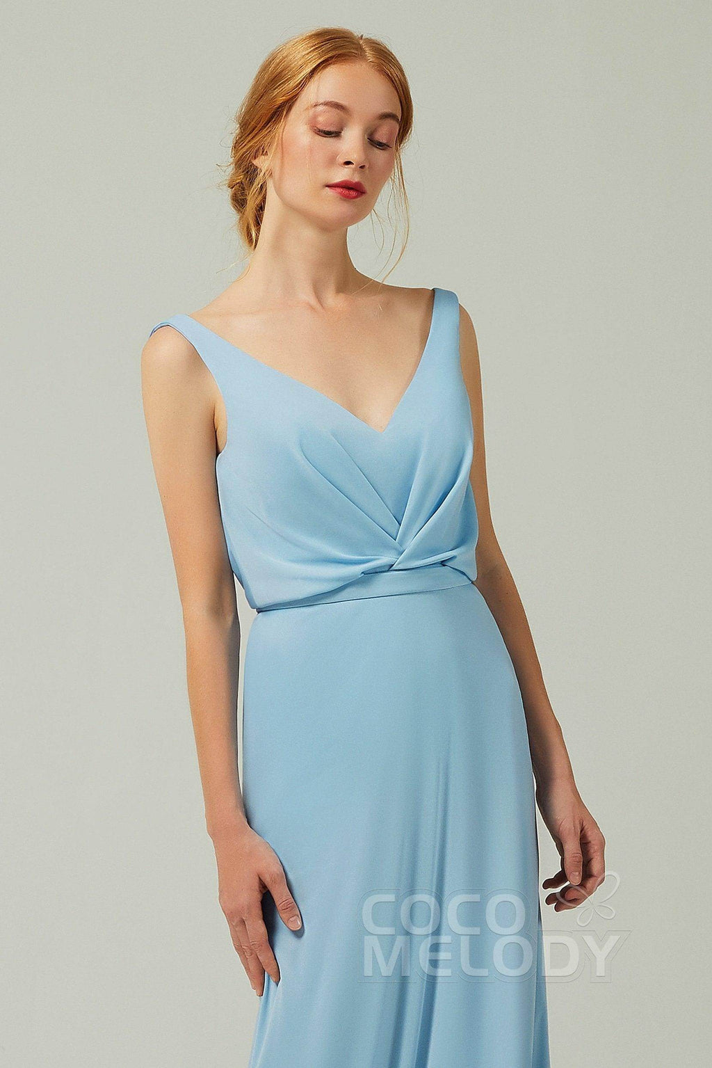Sheath-Column Floor Length Chiffon Bridesmaid Dress Formal Dresses CB0358