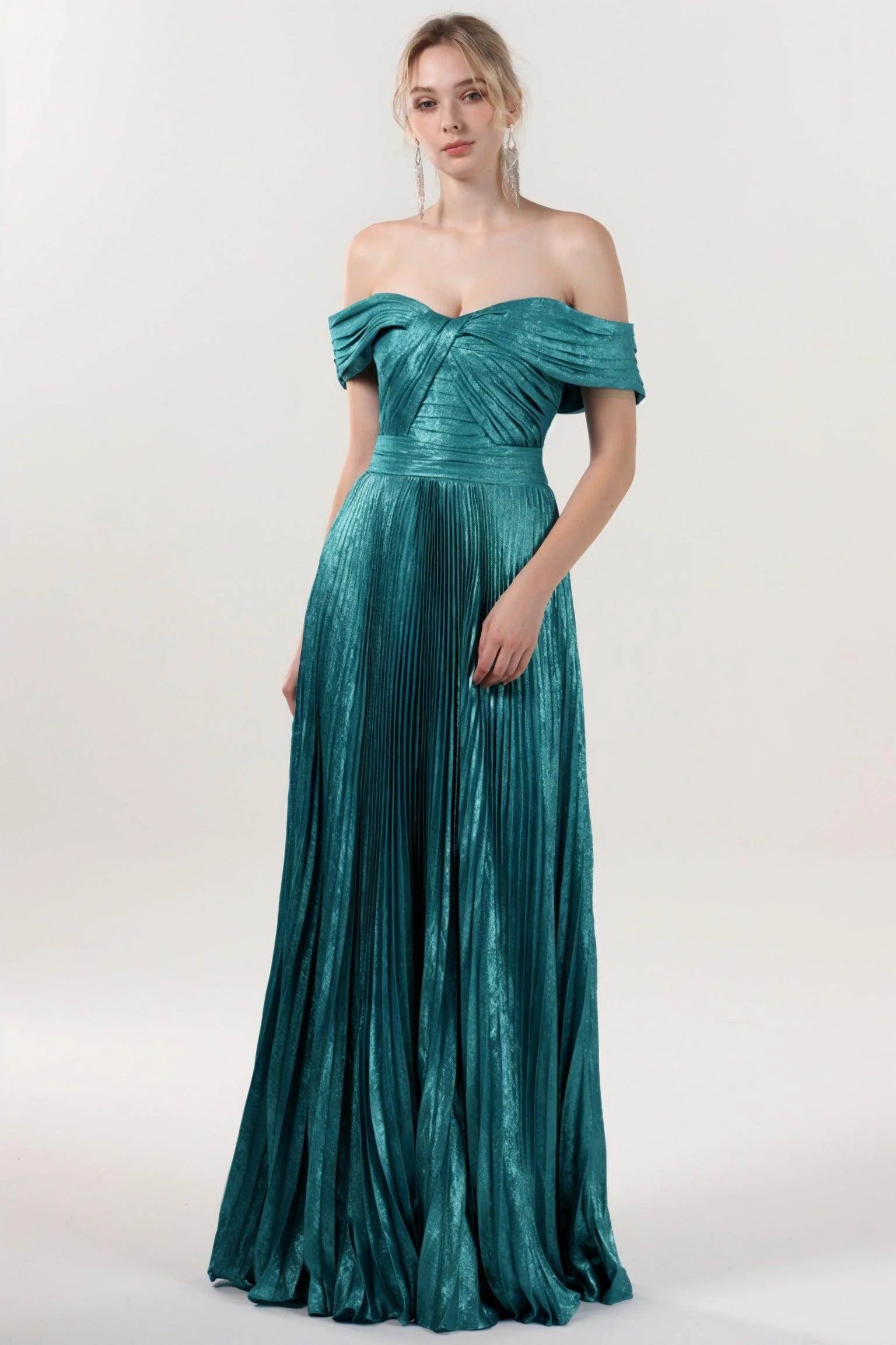 A-line Maxi Metallic Formal Dress CS0649