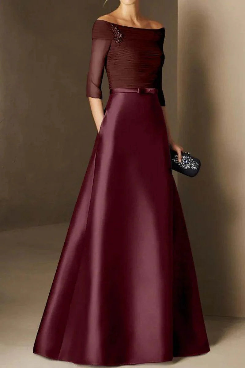 A Line Off The Shoulder Short Sleeves Applique Mother Dresses CM0339