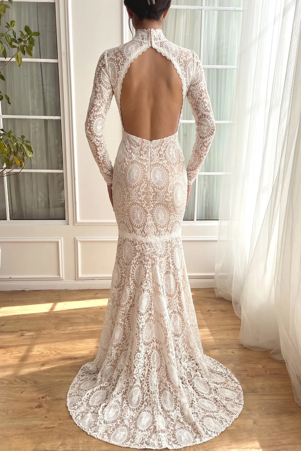Trumpet-Mermaid Court Train Lace Wedding Dress CW2222