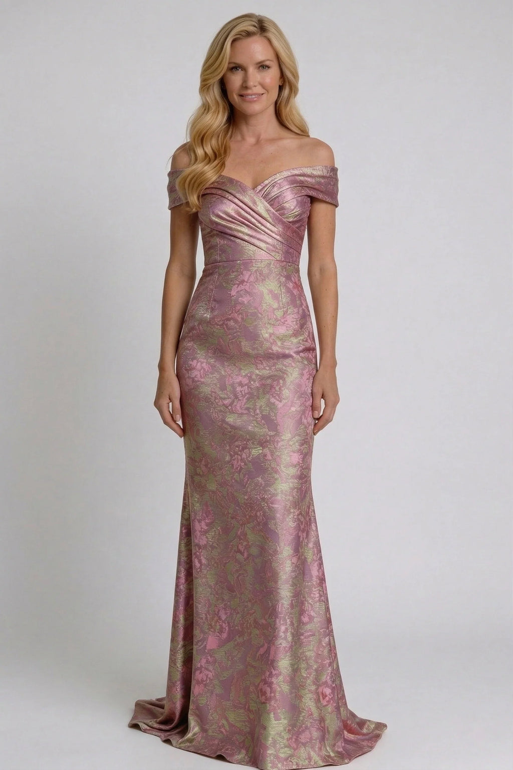 Sheath-Column Floor Length Jacquard Mother of the Bride Dress CM0416