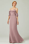 Sheath-Column Floor Length Chiffon Bridesmaid Dress CB0301