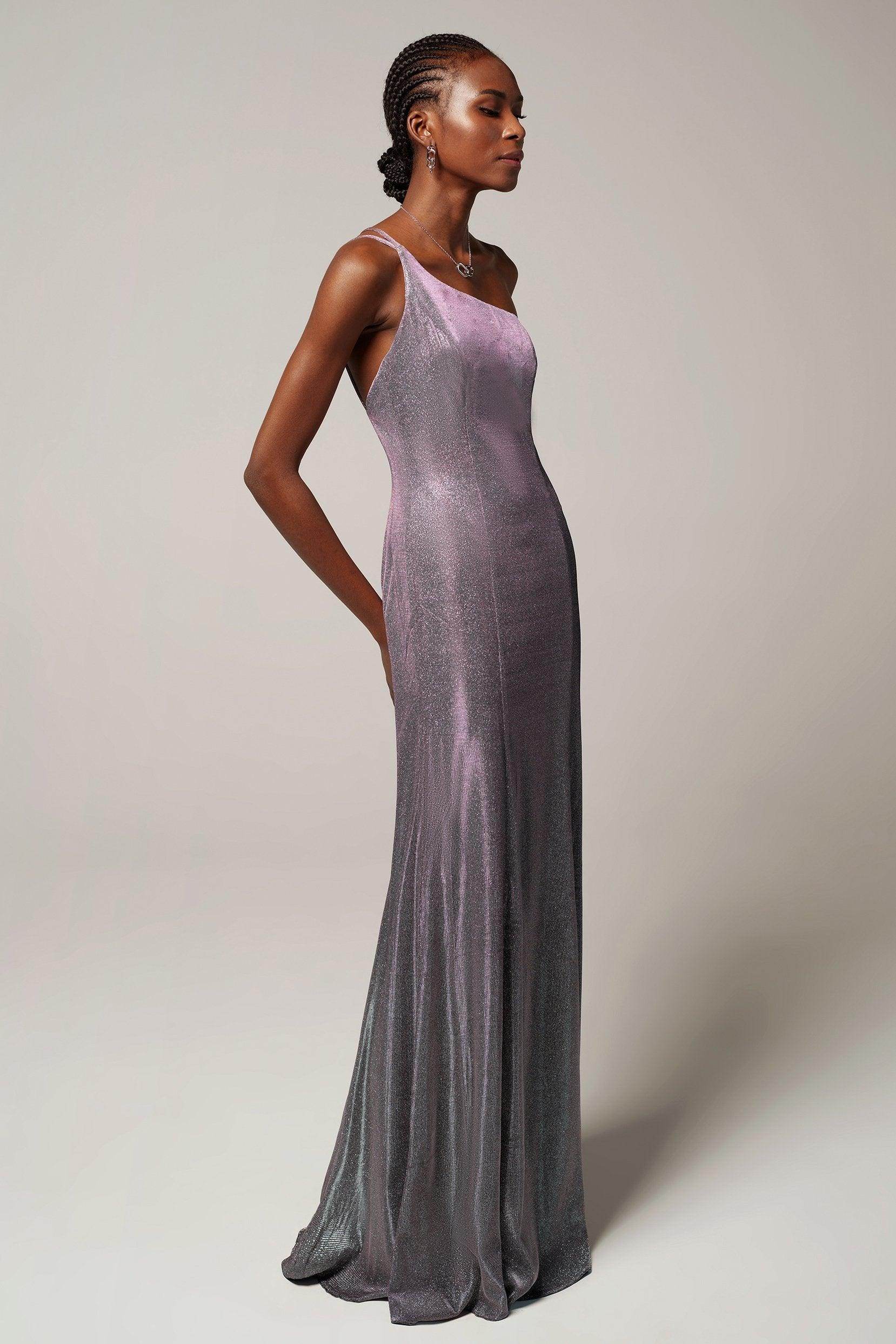 Sheath-Column Floor Length Gold Dusting Fabric Dress CS0241