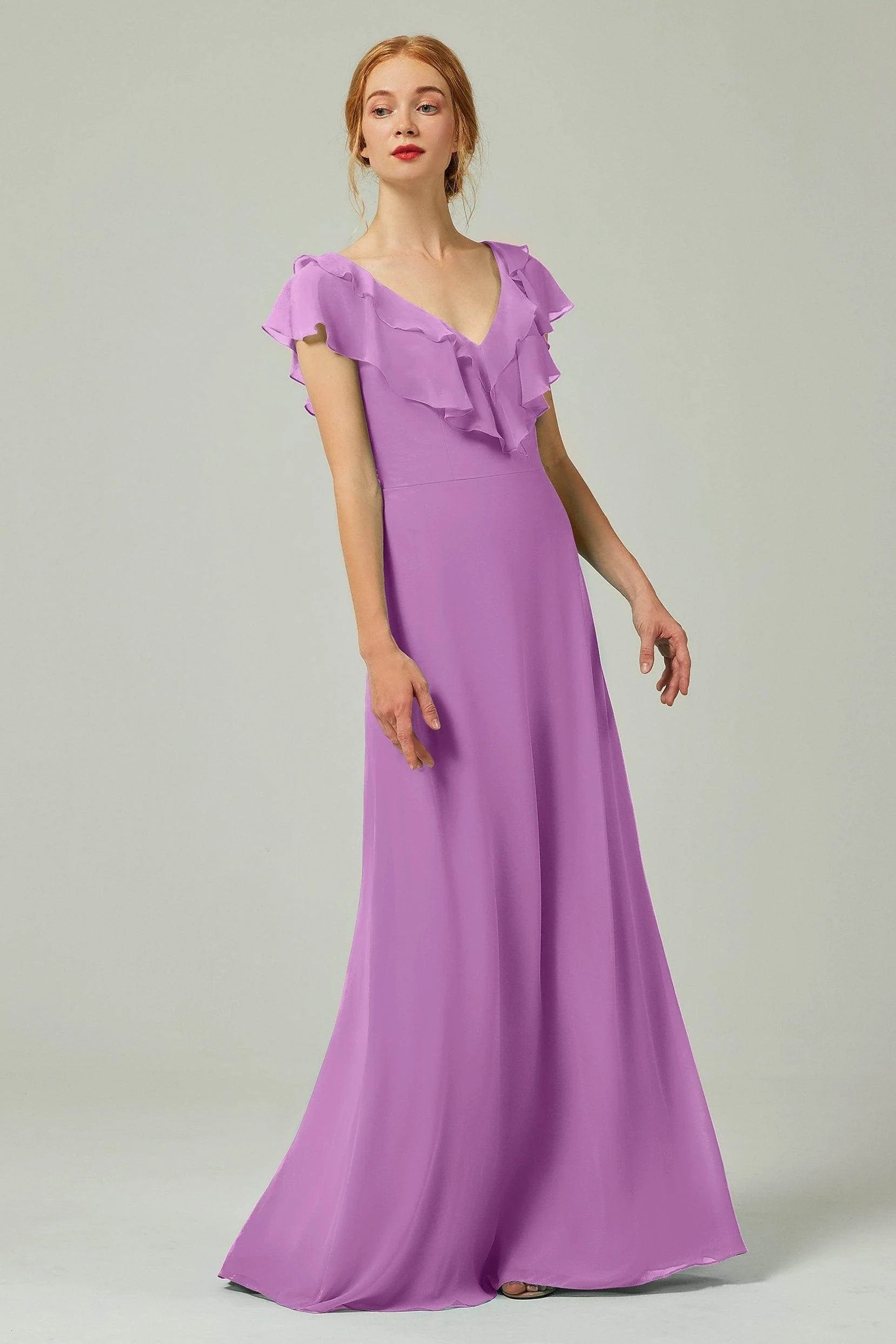 A-Line Floor Length Chiffon Bridesmaid Dress CB0323