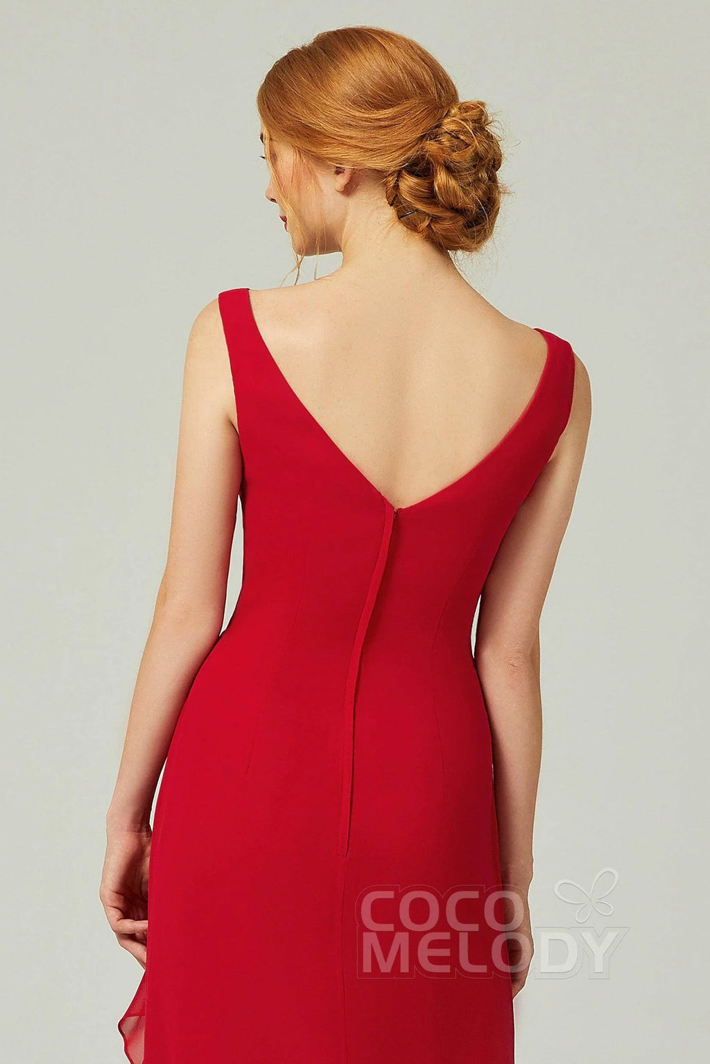 Sheath-Column Floor Length Chiffon Bridesmaid Dress Formal Dresses CB0344PS