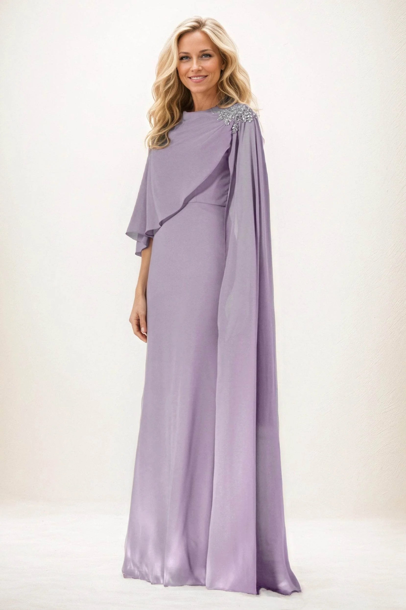 Sheath-Column Maxi Chiffon Mother of the Bride Dresses CM0388