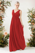A-Line Sweep-Brush Train Chiffon Bridesmaid Dress CB0452
