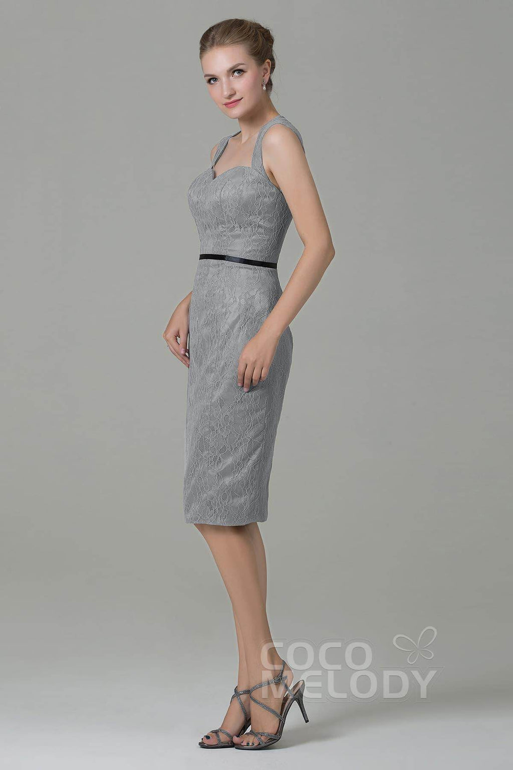 Sheath-Column Knee Length Lace Bridesmaid Dress COZK16011
