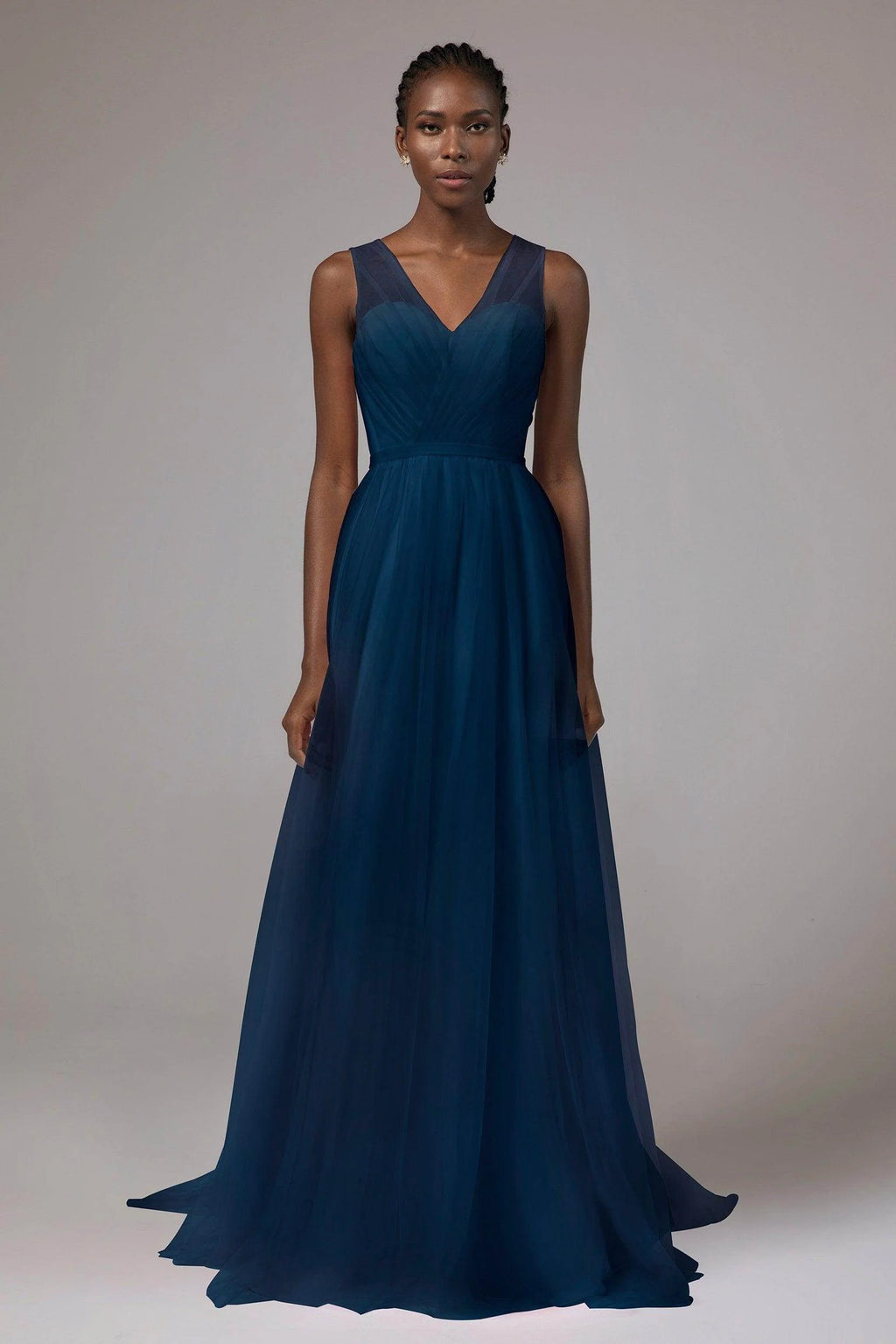 A-Line Floor Length Tulle/Chiffon Bridesmaid Dress CB0392