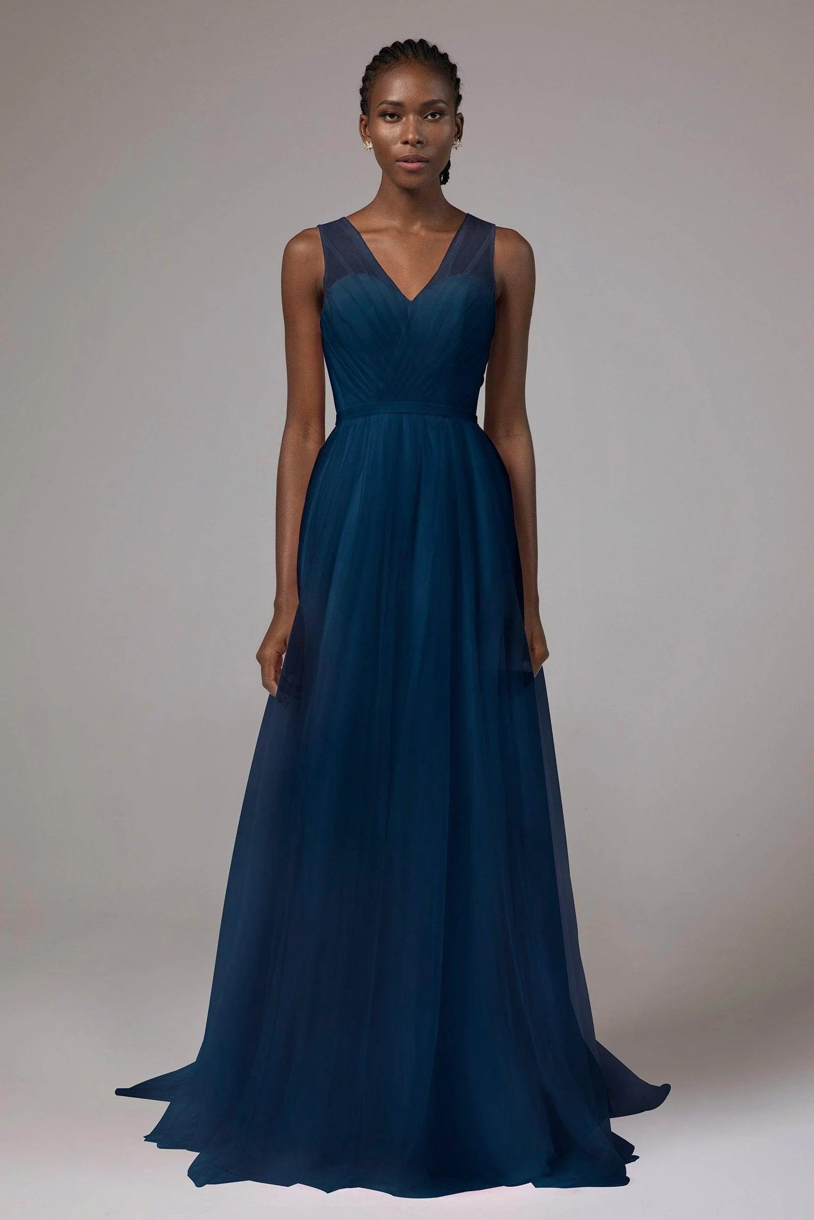 A-Line Floor Length Tulle/Chiffon Bridesmaid Dress CB0392