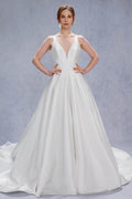 A-Line Court Train Mikado Wedding Dress CW3534