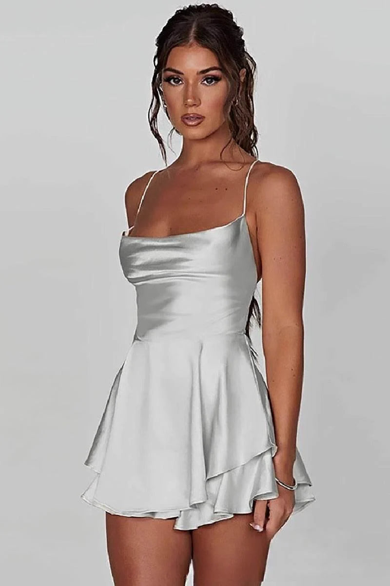Short Mini Spaghetti Spandex Satin Cocktail Guest Dresses 911969027491