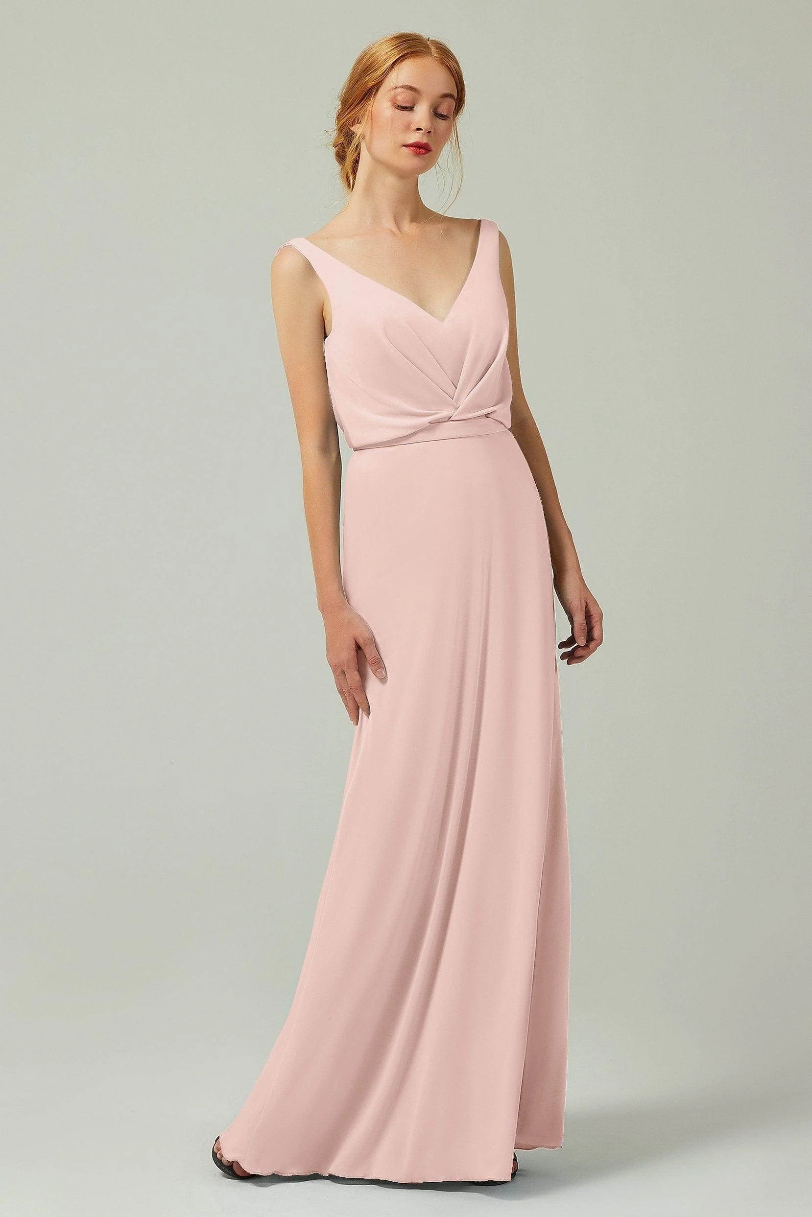 Sheath-Column Floor Length Chiffon Bridesmaid Dress Formal Dresses CB0358