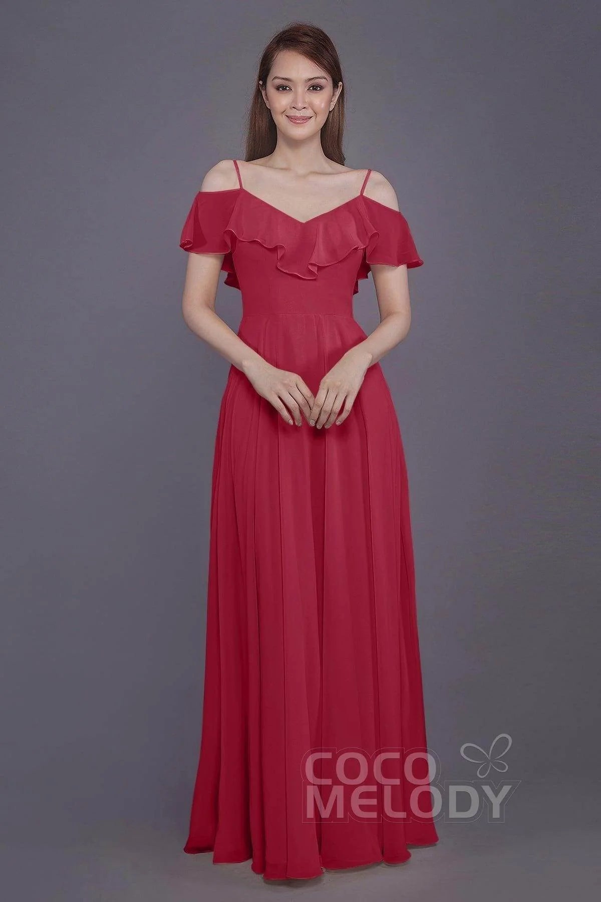 Sheath-Column Floor Length Chiffon Bridesmaid Dress PR3570