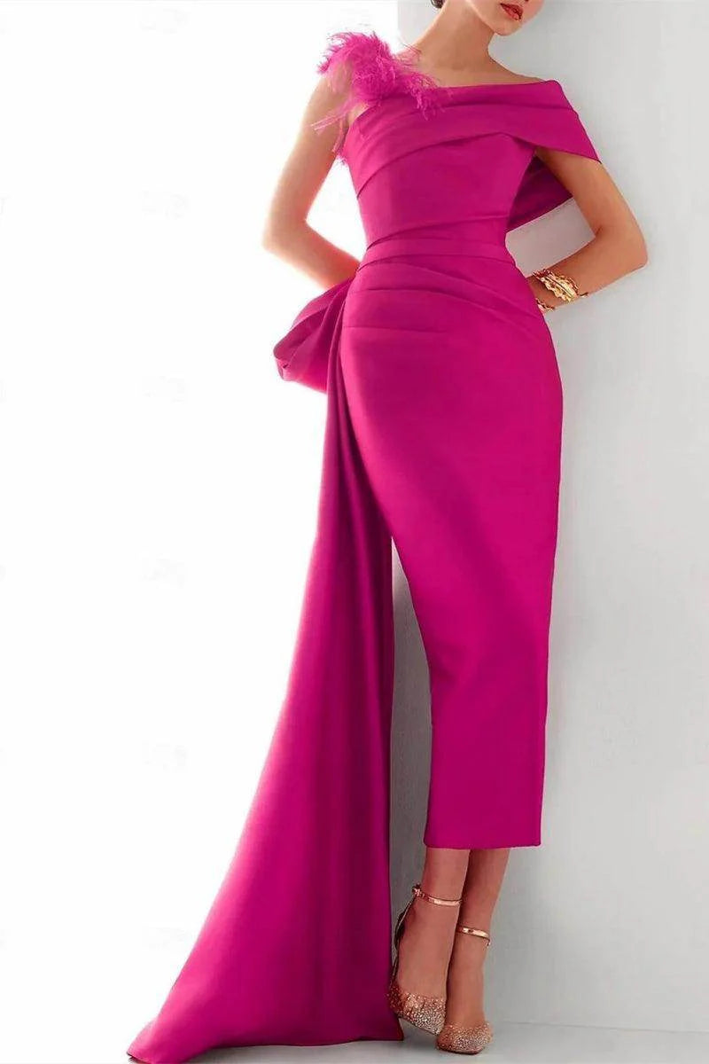 One Shoulder Evening Gown Elastic Cloth Mother Of The Bride Dresses CM0340