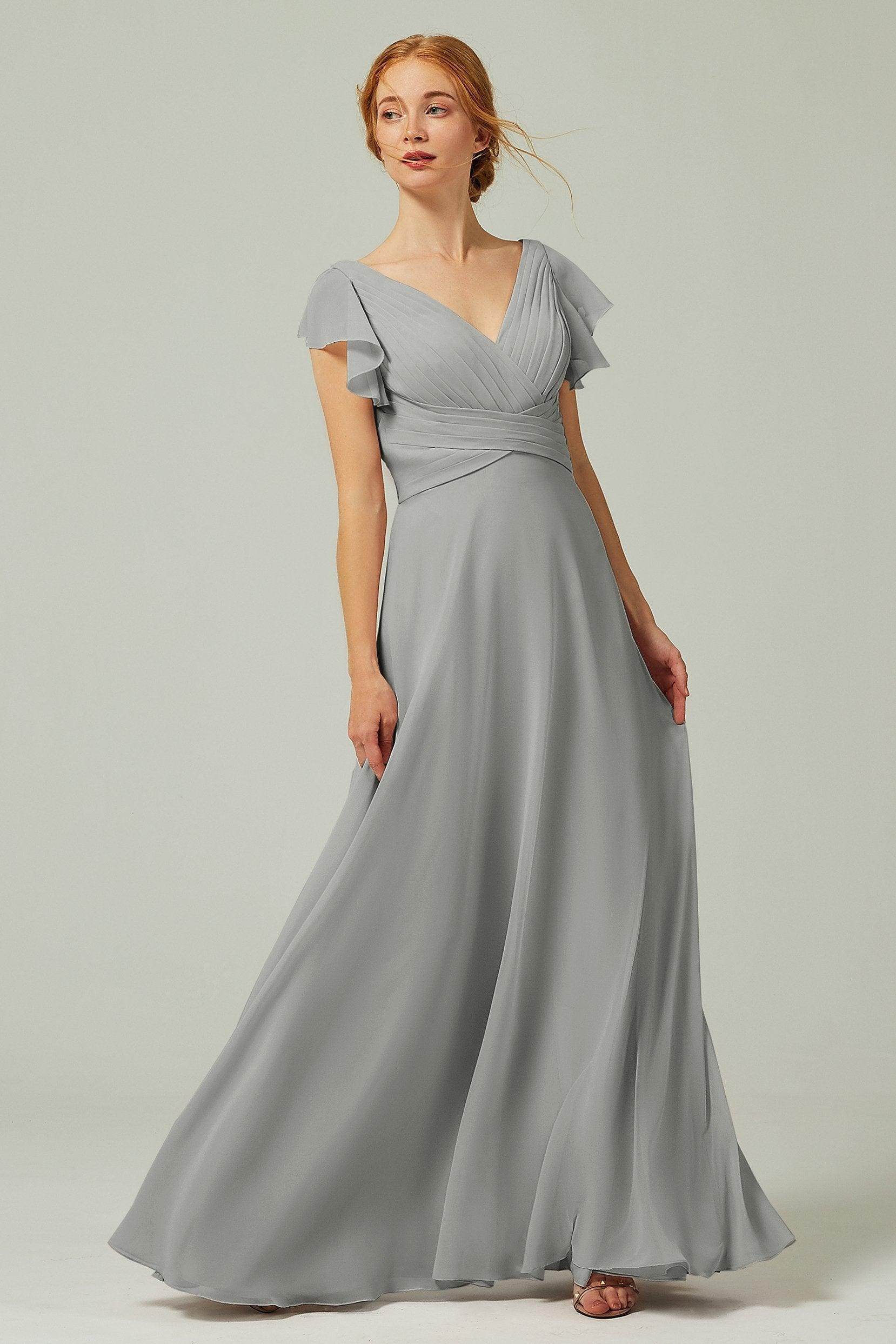 A-Line Floor Length Chiffon Bridesmaid Dress CB0302