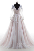 A-Line Court Train Lace and Tulle Wedding Dress LD4432
