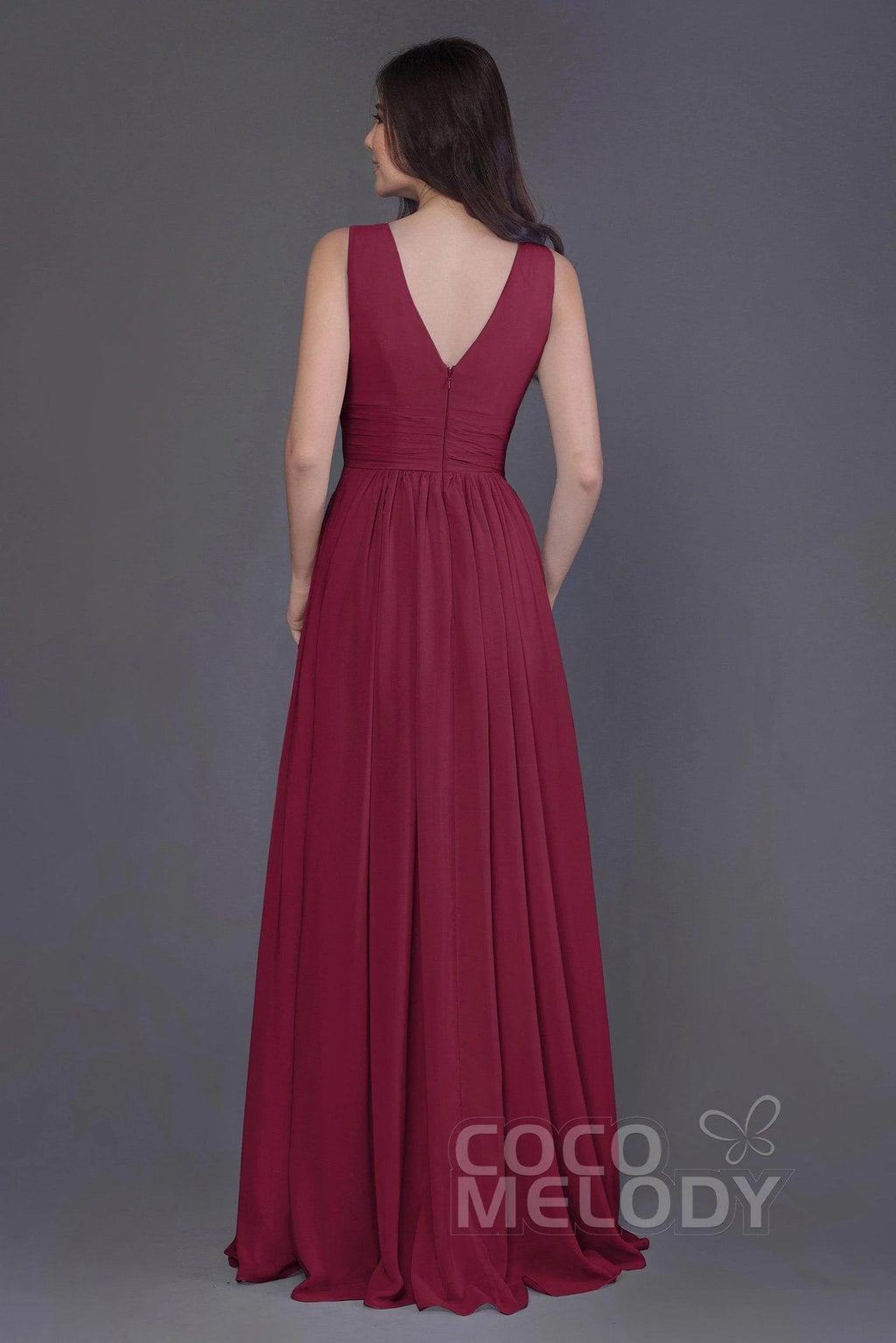 Sheath-Column Floor Length Chiffon Bridesmaid Dress PR3499