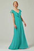 A-Line Floor Length Chiffon Bridesmaid Dress CB0323