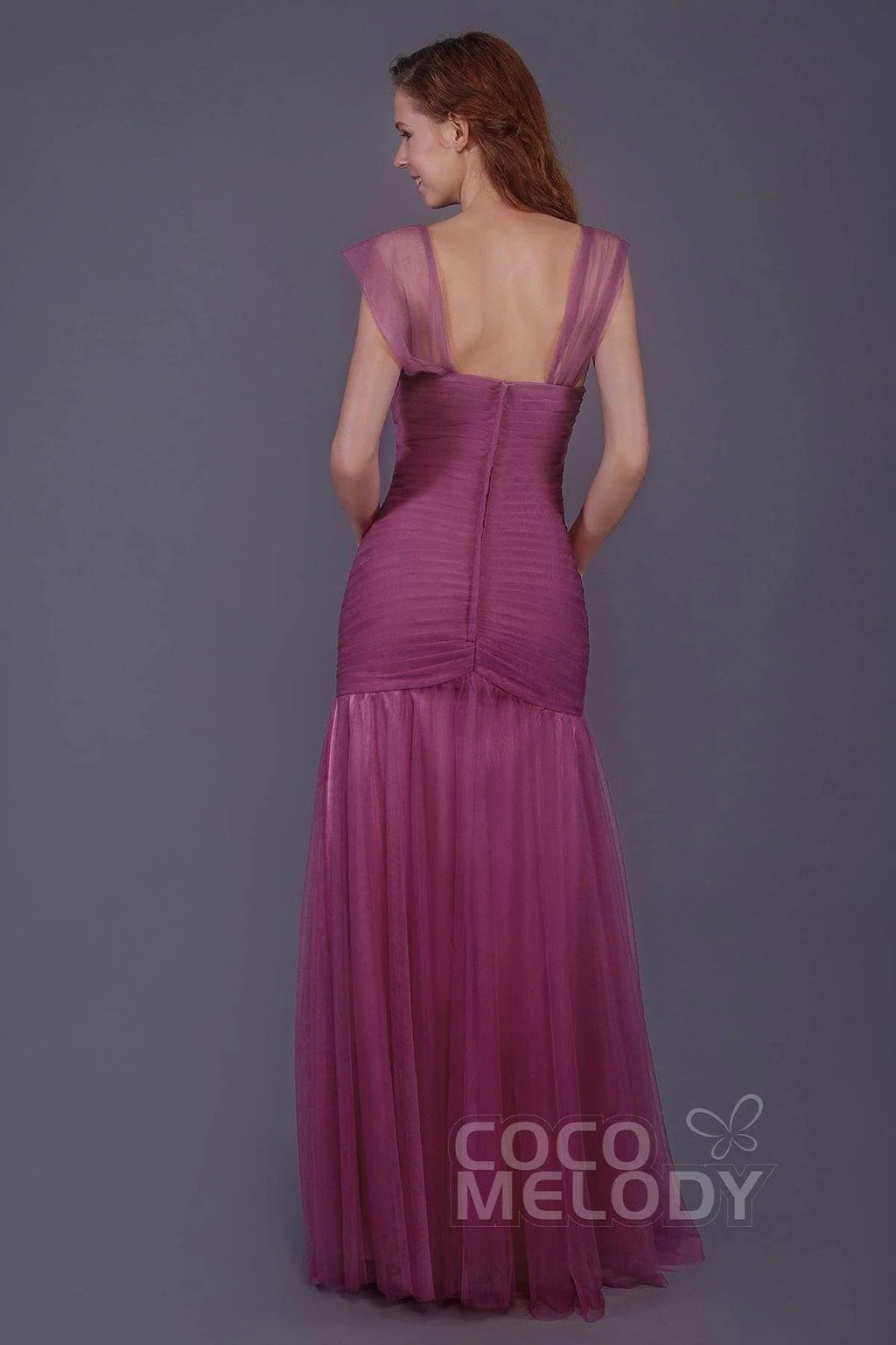 Trumpet-Mermaid Floor Length Tulle Bridesmaid Dress PR3500