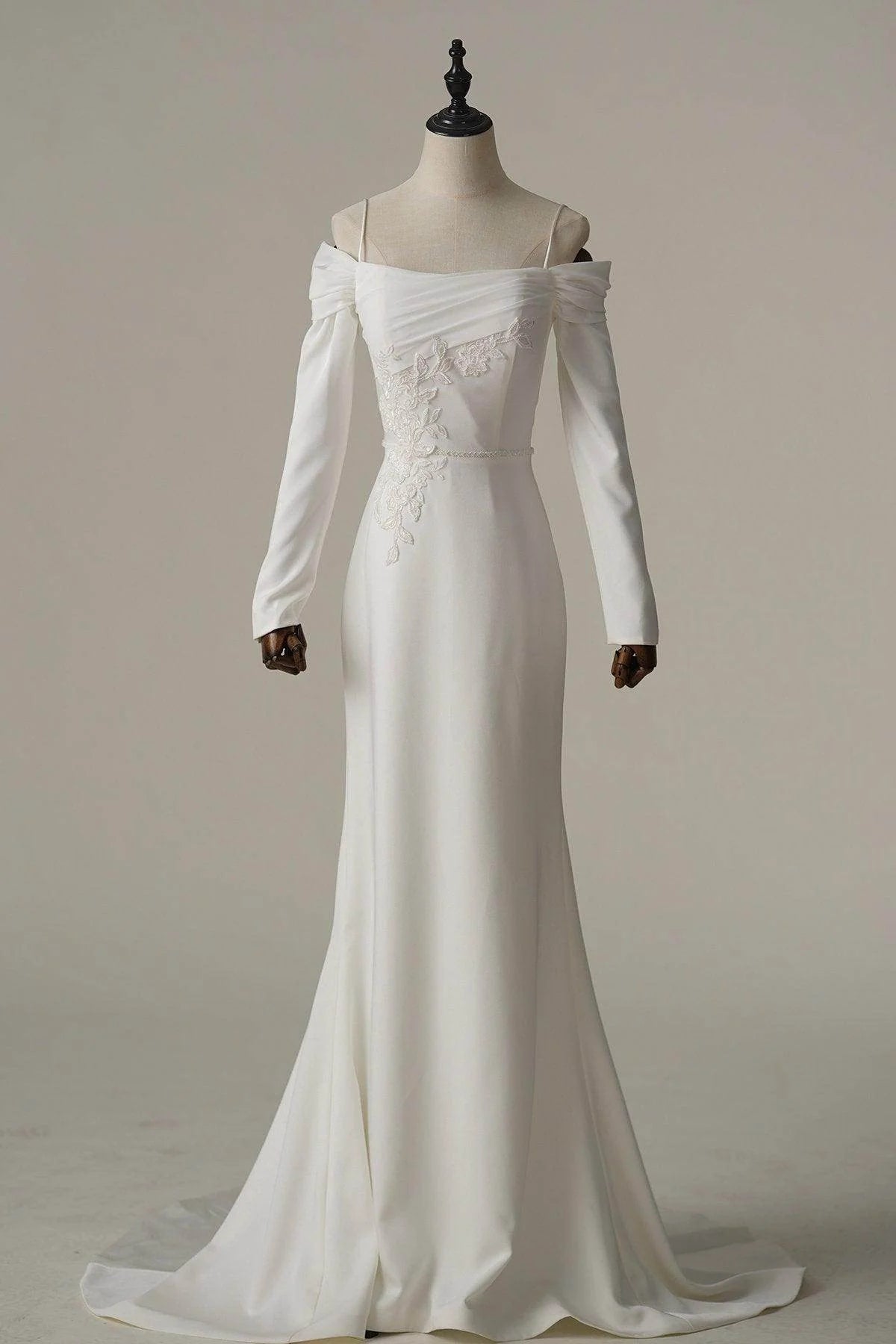 Trumpet-Mermaid Court Train Satin Wedding Dress CW3088