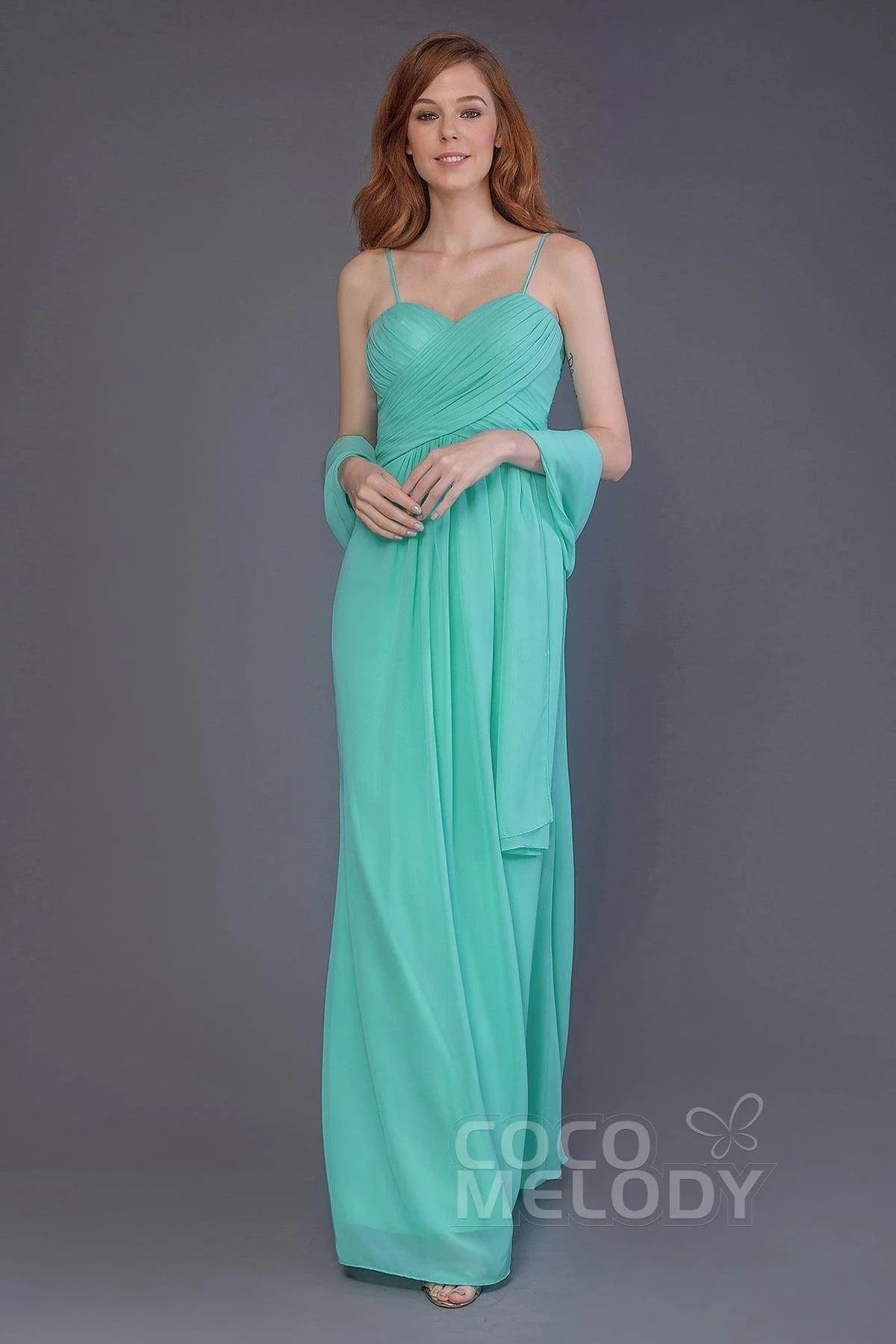 Sheath-Column Floor Length Chiffon Bridesmaid Dress PR3544