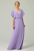 A-Line Floor Length Chiffon Bridesmaid Dress CB0351