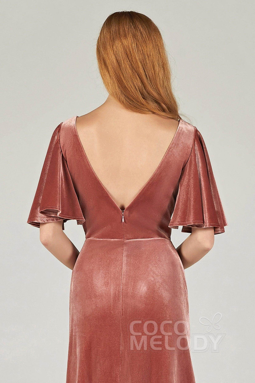 A-Line Floor Length Velvet Bridesmaid Dress Formal Dresses CB0367