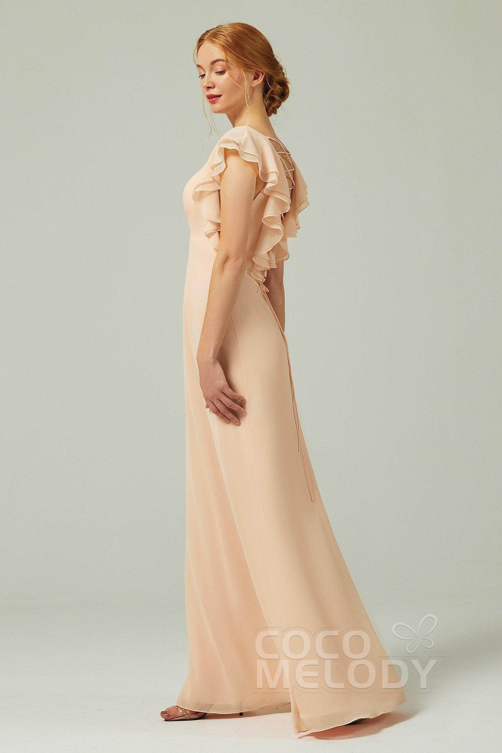 Sheath-Column Floor Length Chiffon Bridesmaid Dress CB0304