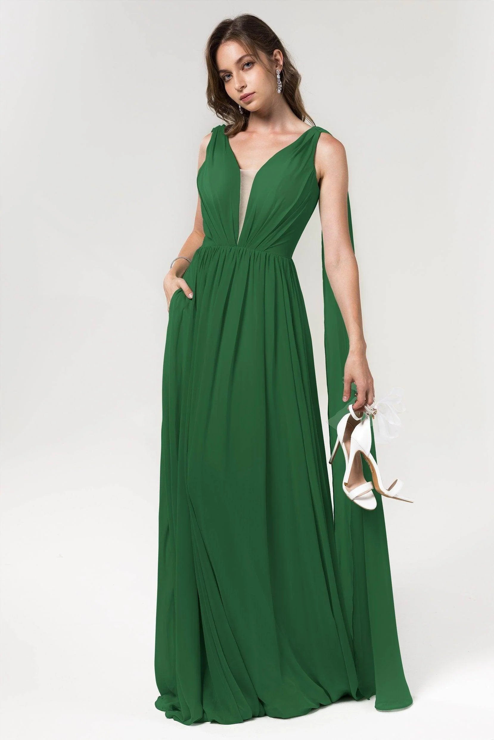 A-Line Floor Length Chiffon Bridesmaid Dress Formal Dresses CB0565
