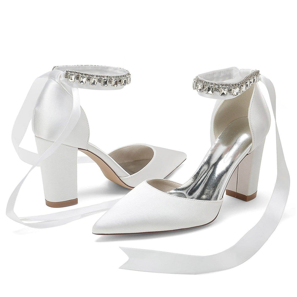 Chunky Heel 8.5cm Silk-Like Shoes CK0399