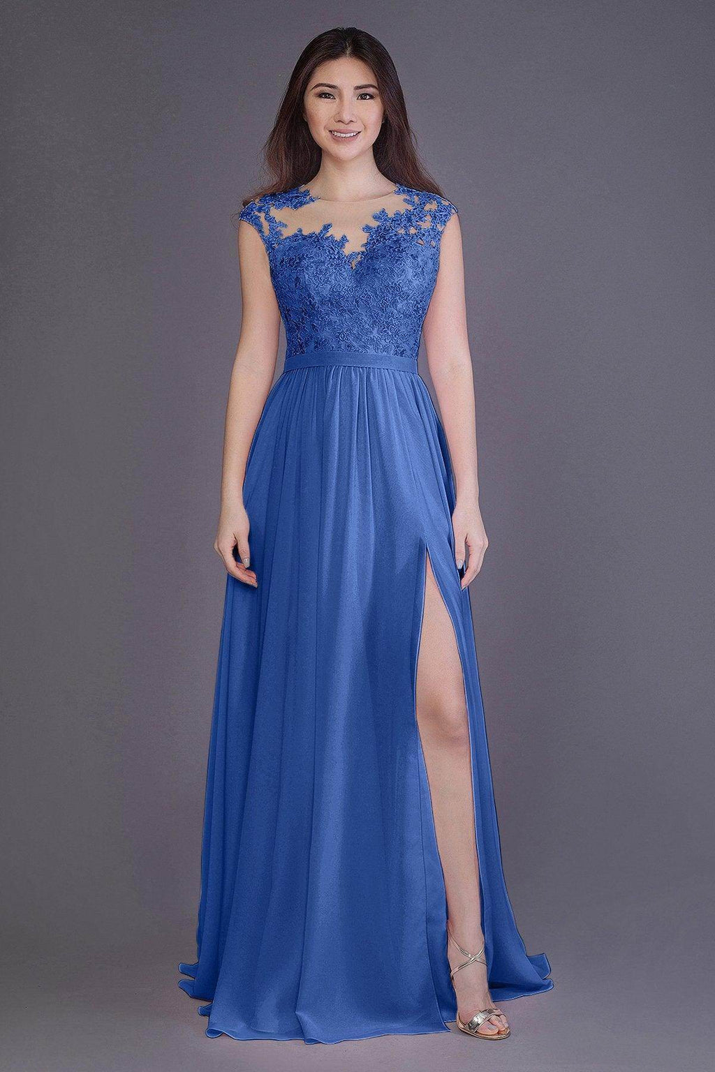 A-Line Floor Length Chiffon and Lace Bridesmaid Dress PR3554
