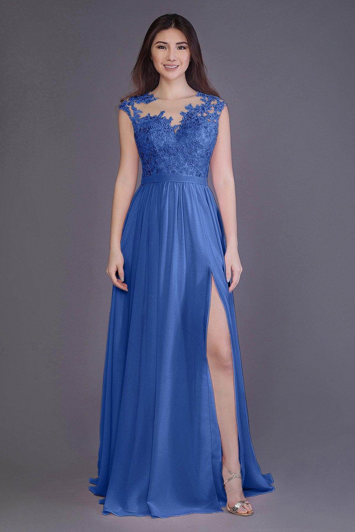 A-Line Floor Length Chiffon and Lace Bridesmaid Dress PR3554