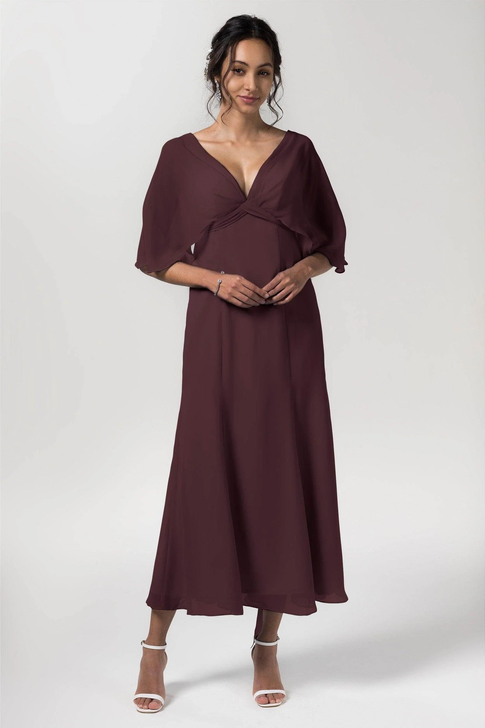 A-Line Tea Length Chiffon Bridesmaid Dress CB0553