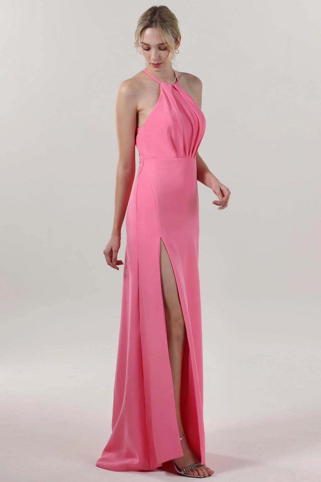 Sheath-Column Maxi Stretch Crepe Bridesmaid Dress CS0597BM