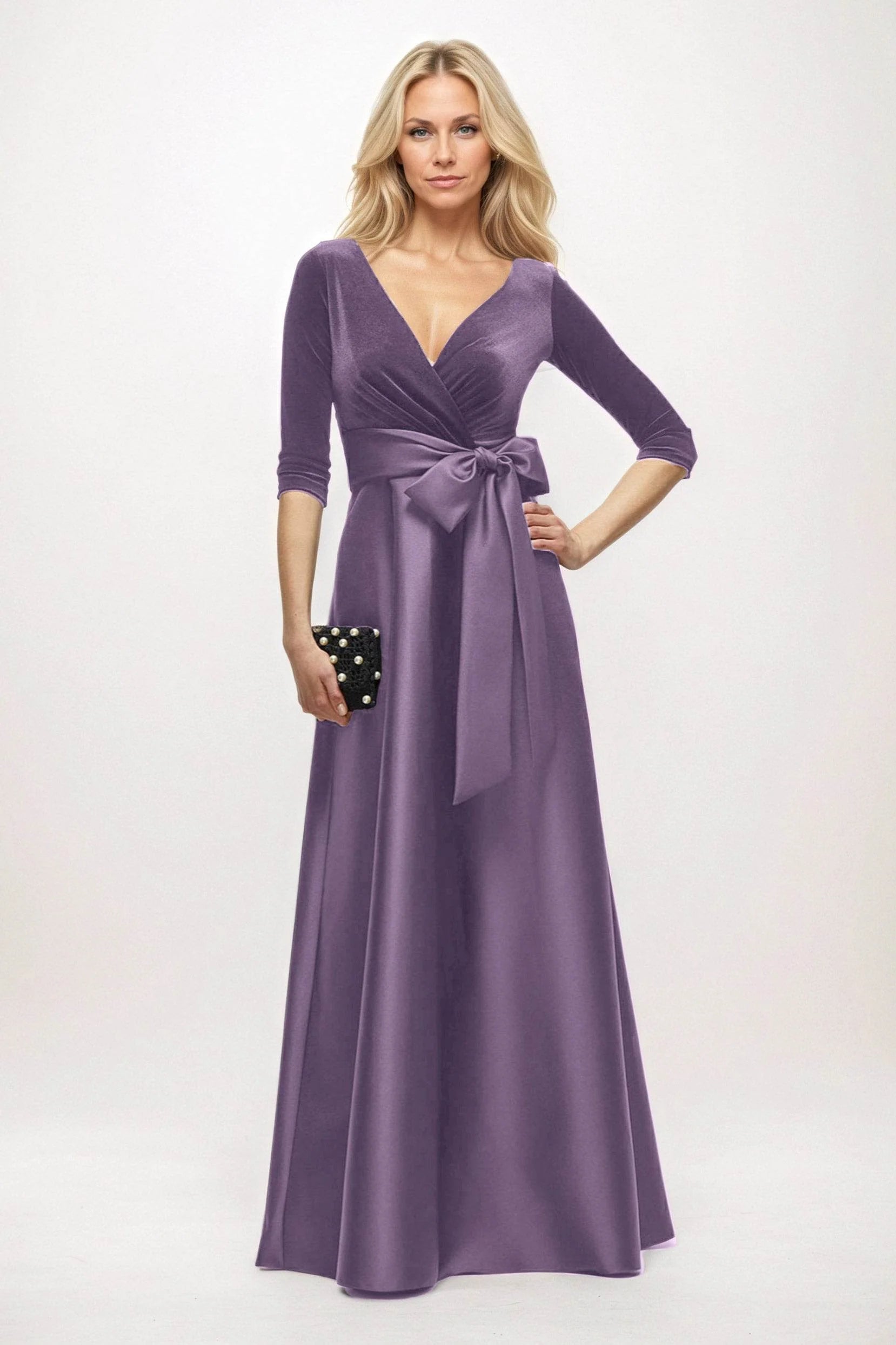 A-Line Maxi Velvet Satin Mother of the Bride Dresses CM0409