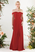 Trumpet Sweep-Brush Train Chiffon Bridesmaid Dress CB0480